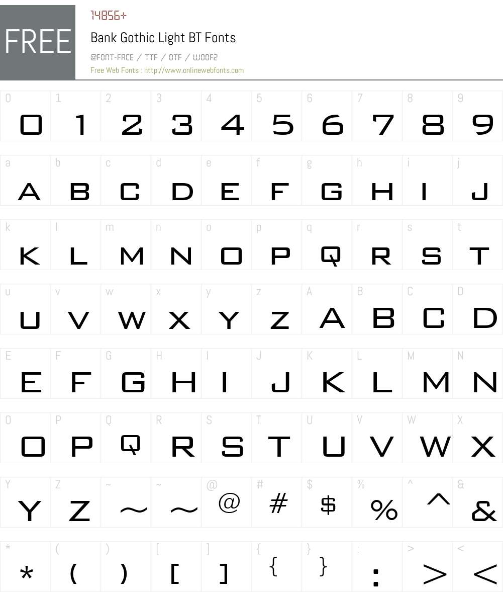 BankGothic Lt BT Font Screenshots