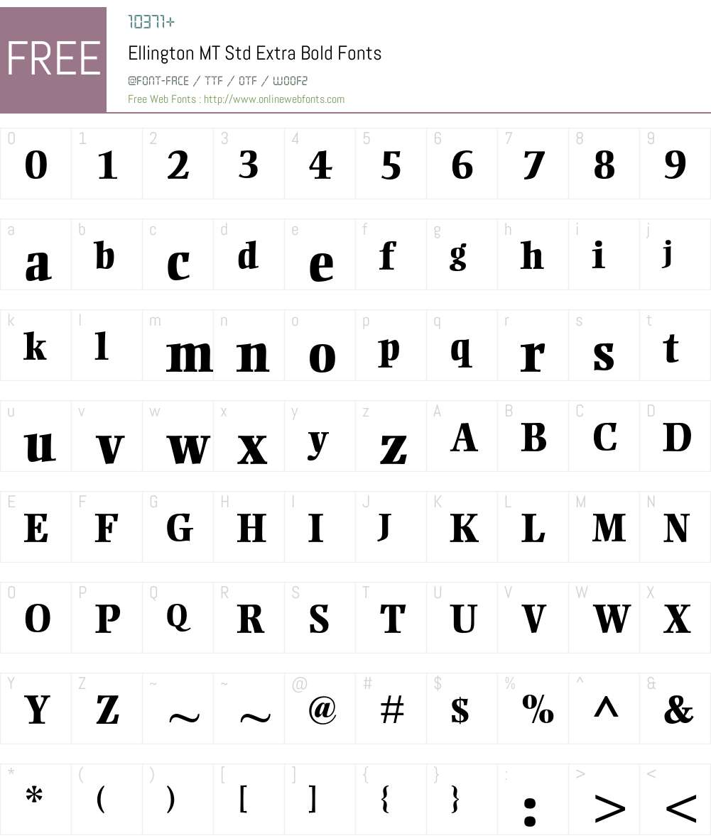 Ellington MT Std Font Screenshots