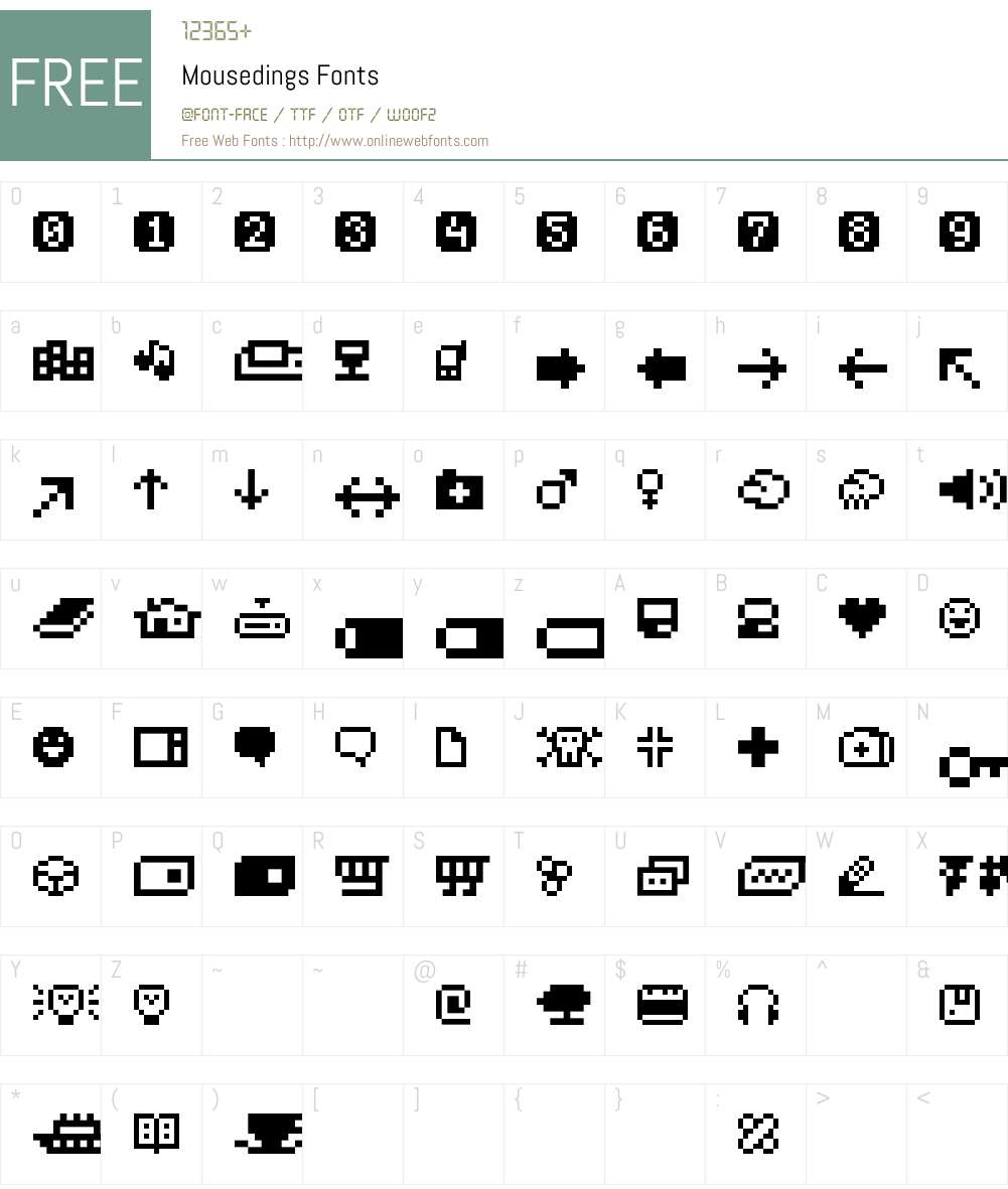 Mousedings Font Screenshots