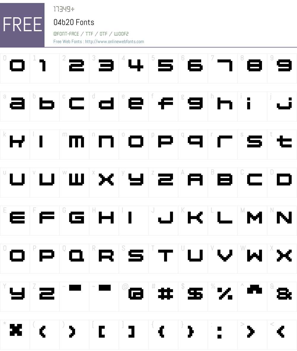 04b20 Font Screenshots