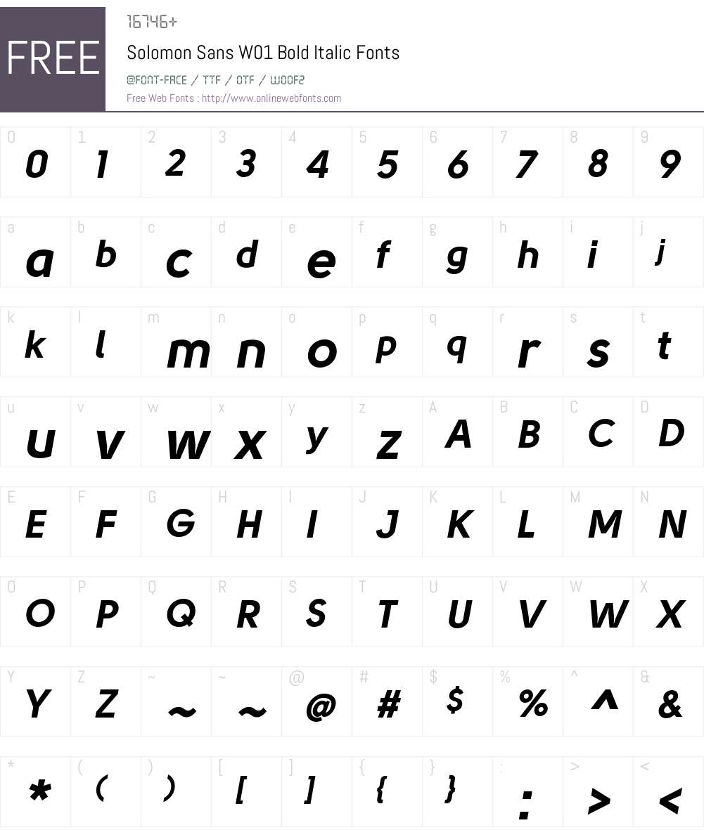 SolomonSansW01-BoldItalic Font Screenshots