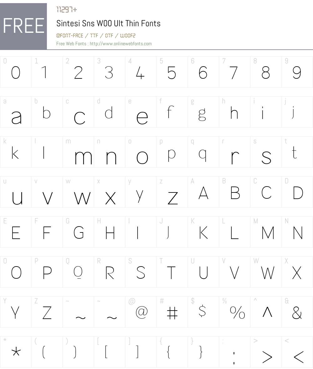 SintesiSnsW00-UltThin Font Screenshots