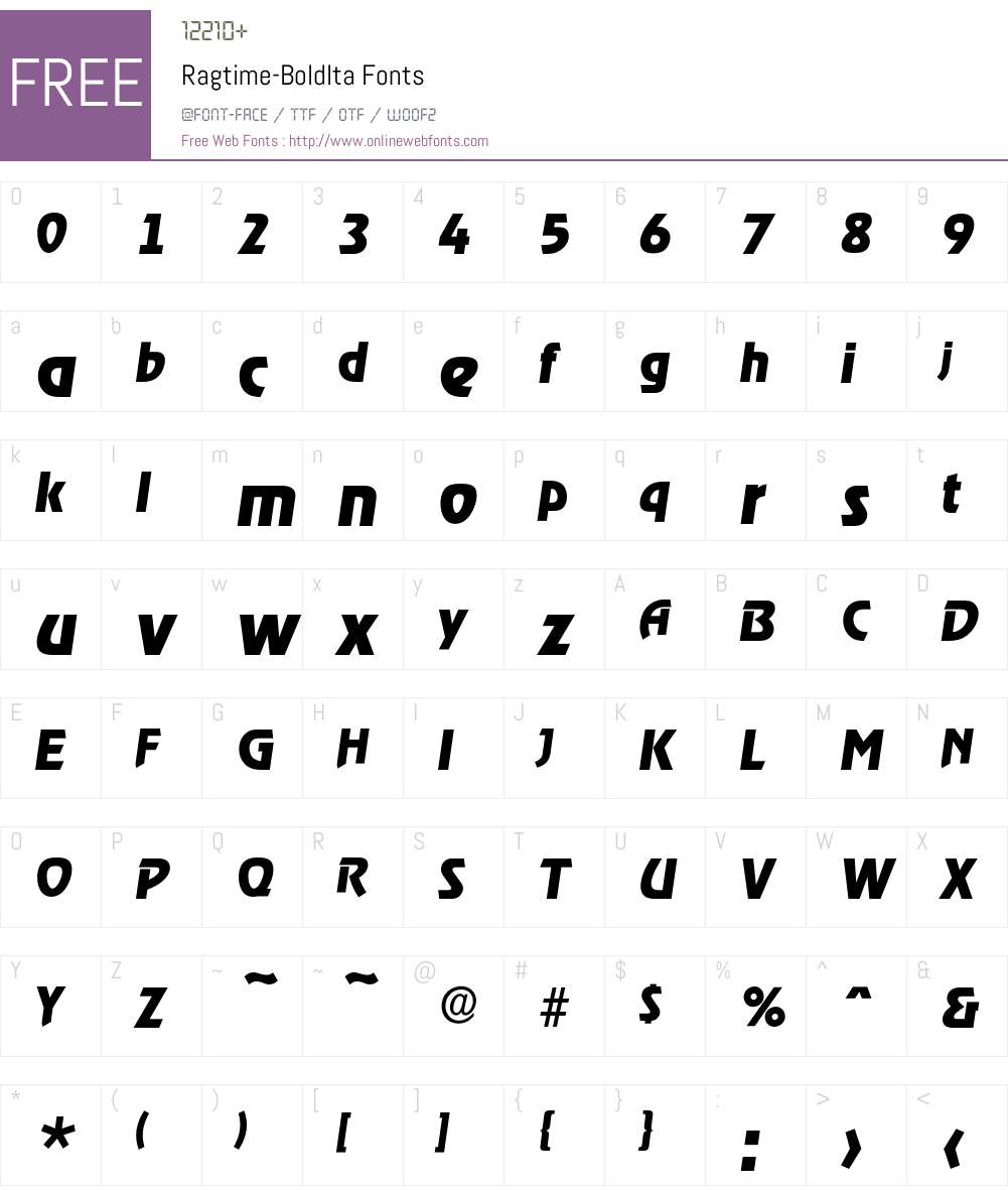 Ragtime-BoldIta Font Screenshots