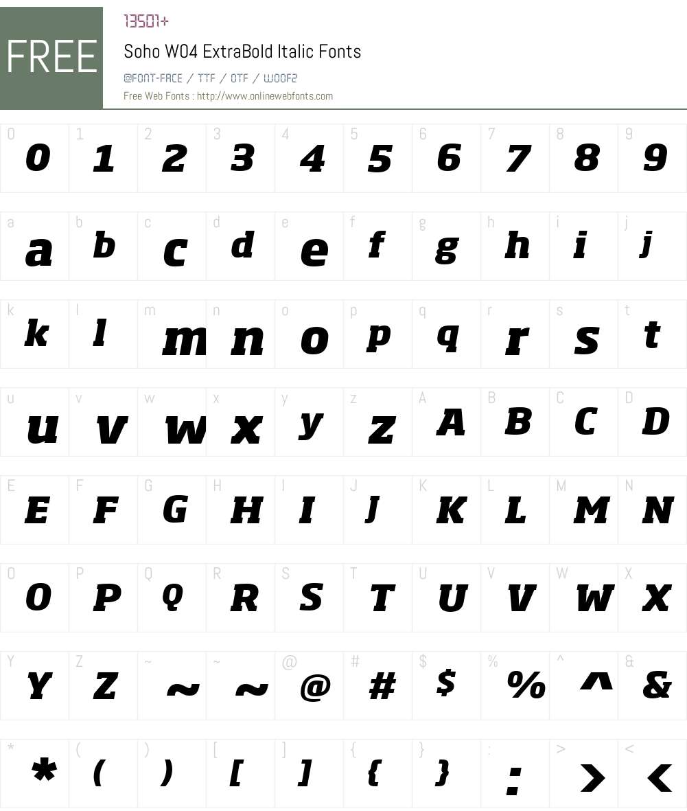 Soho Font Screenshots