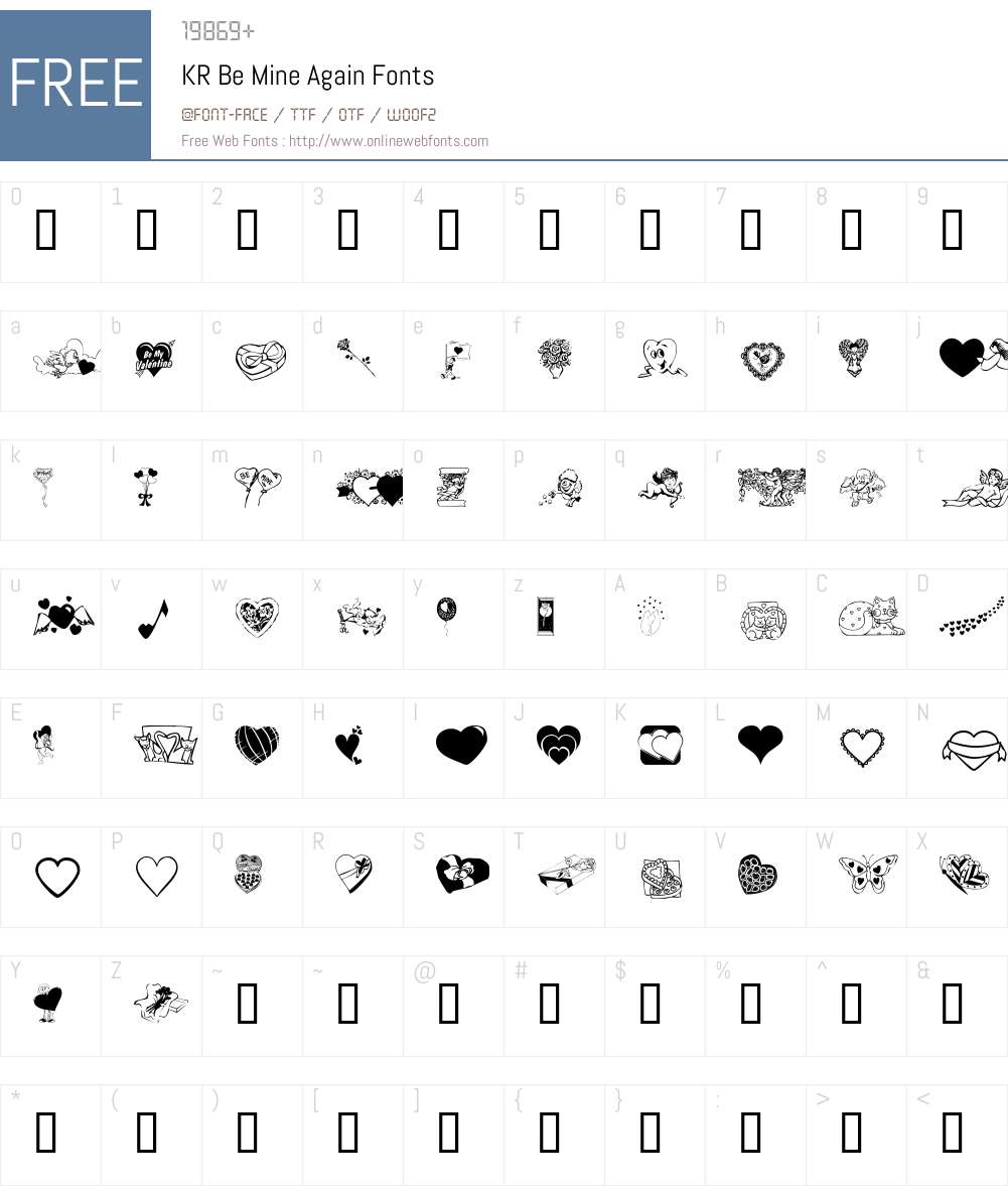KR Be Mine Again Font Screenshots
