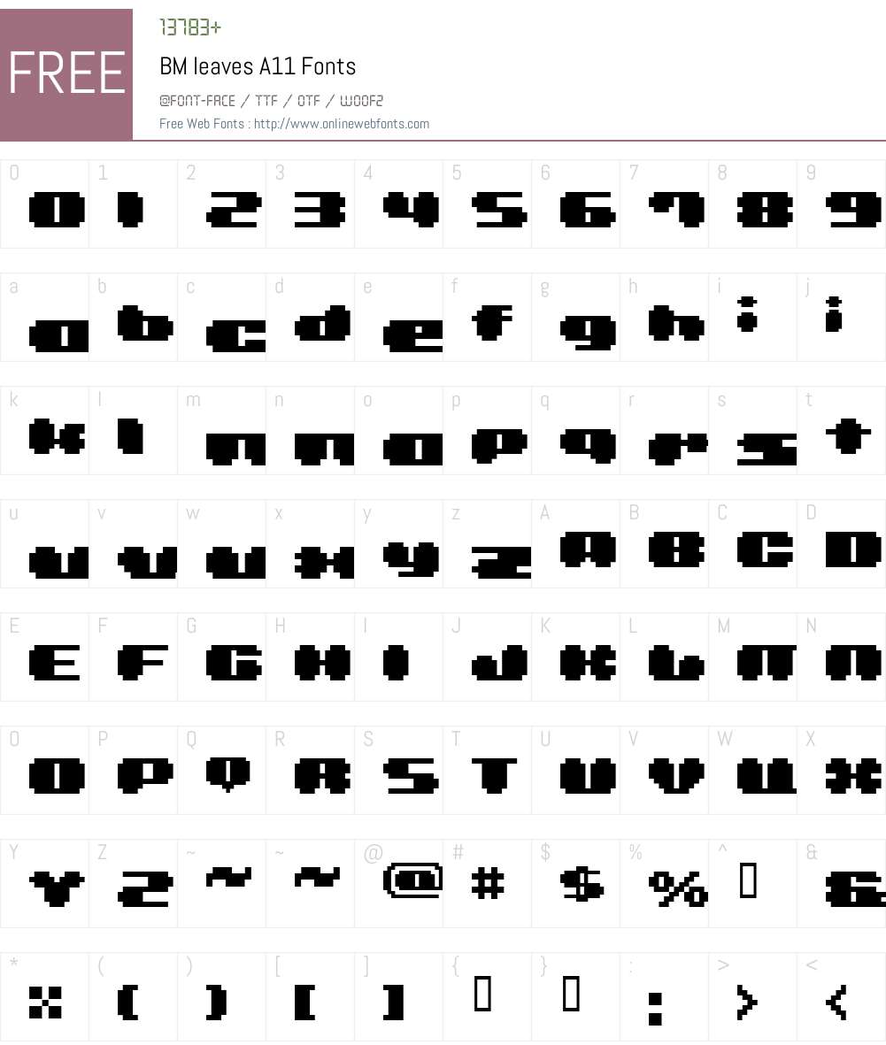 BM leaves Font Screenshots