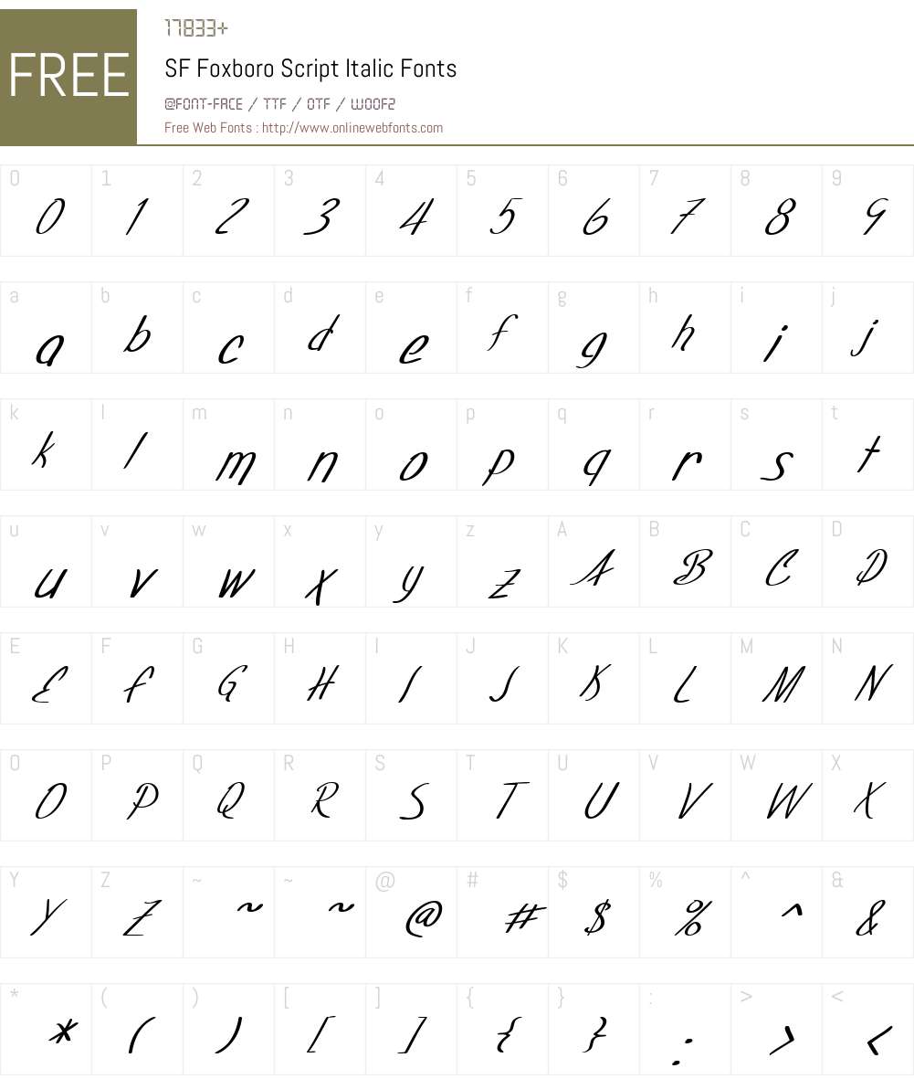 SF Foxboro Script Font Screenshots