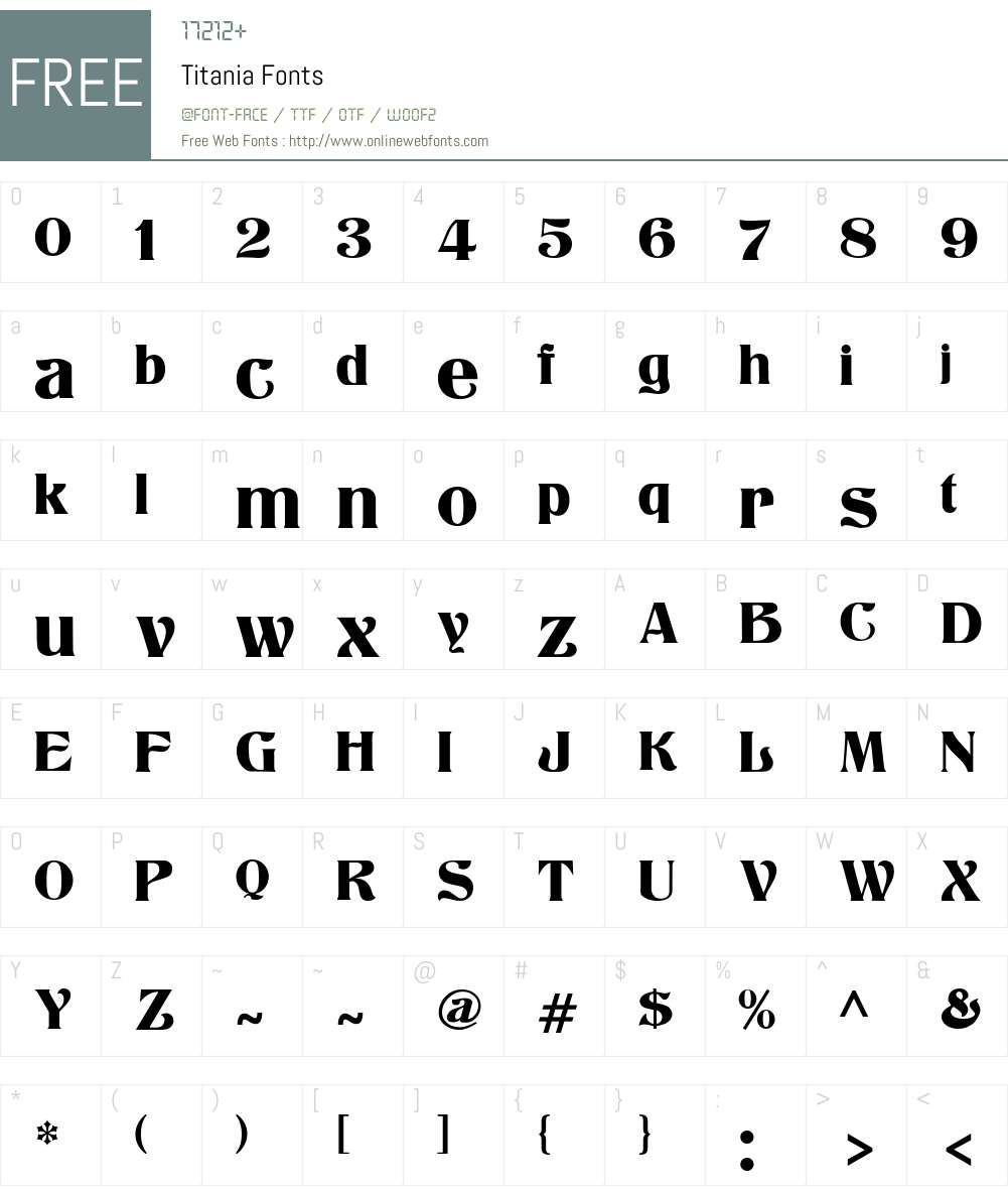 Titania Font Screenshots