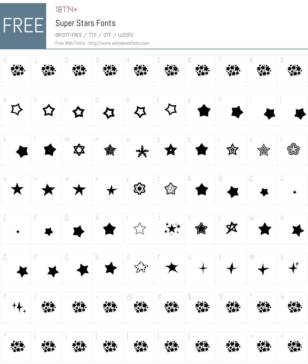 Super Stars Font Screenshots