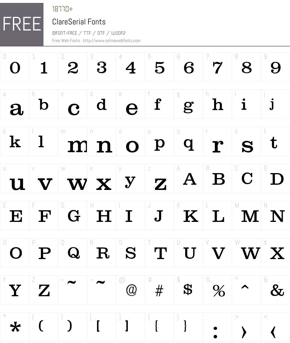 ClareSerial Font Screenshots