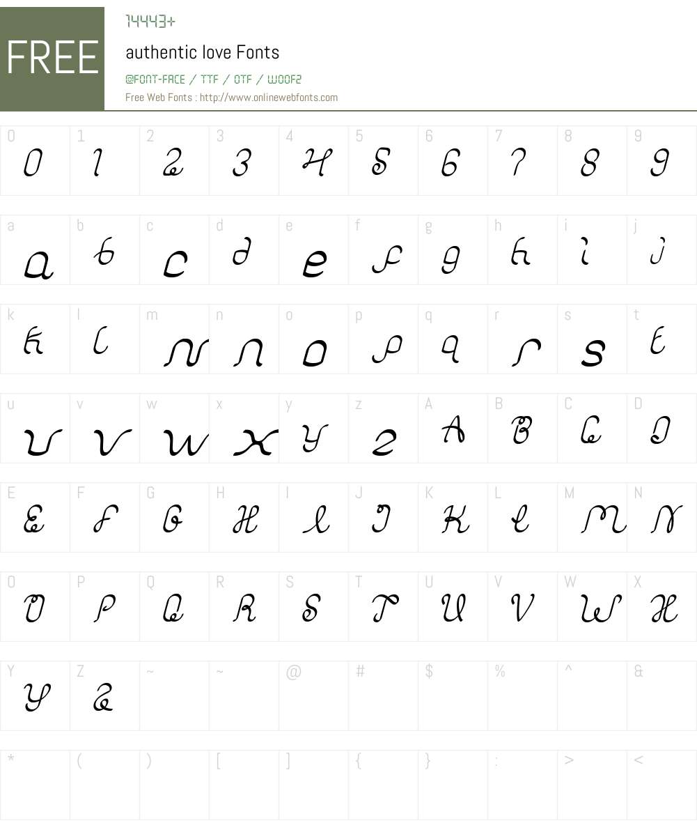 authentic love Font Screenshots