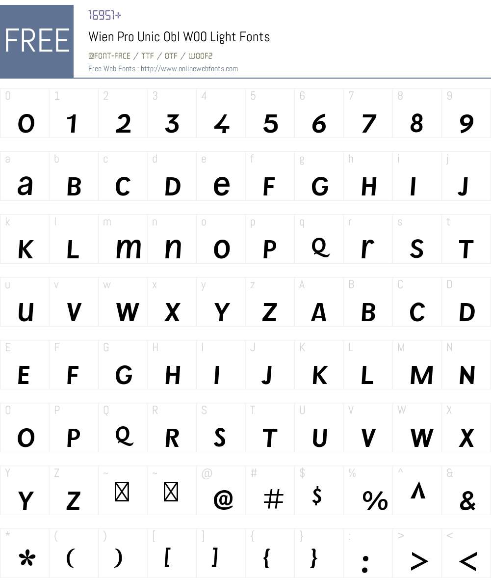 WienProUnicOblW00-Light Font Screenshots