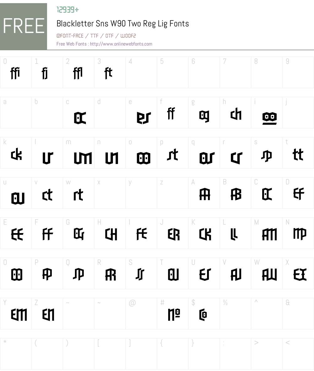 BlackletterSnsW90-TwoRegLig Font Screenshots