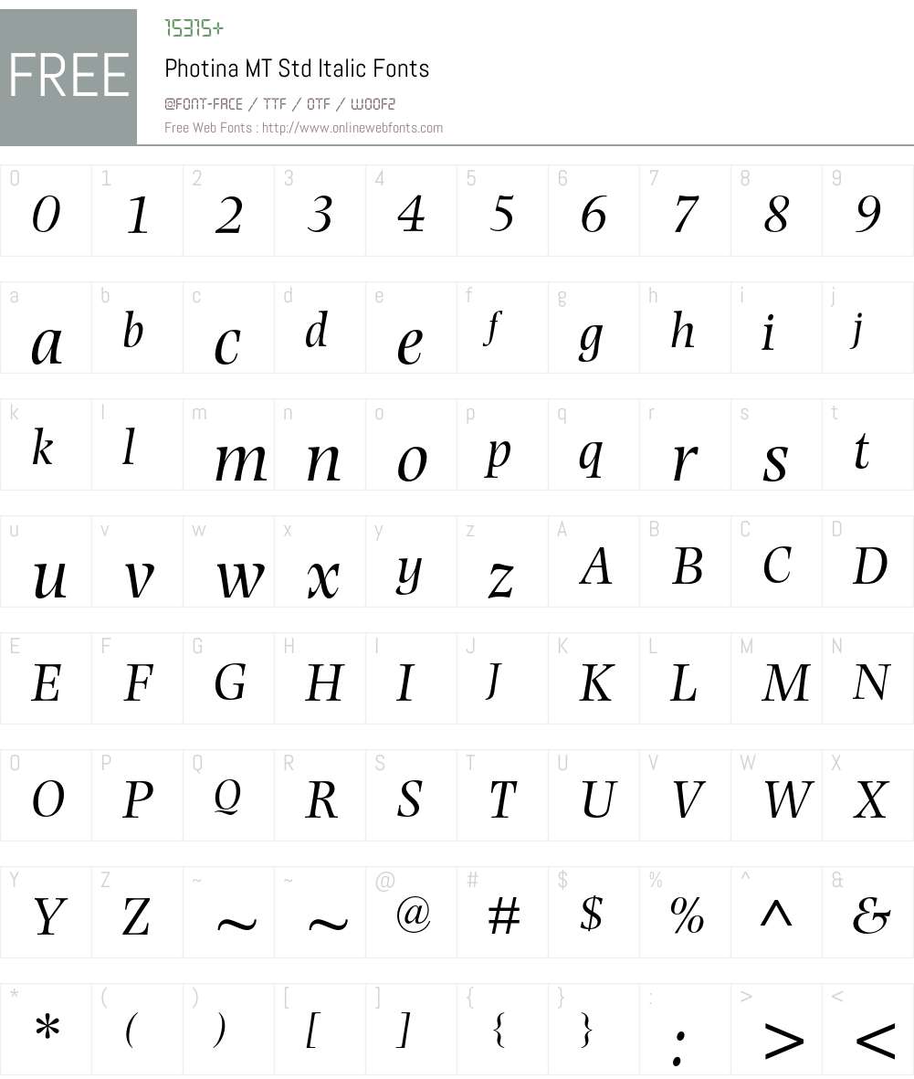 Photina MT Std Font Screenshots