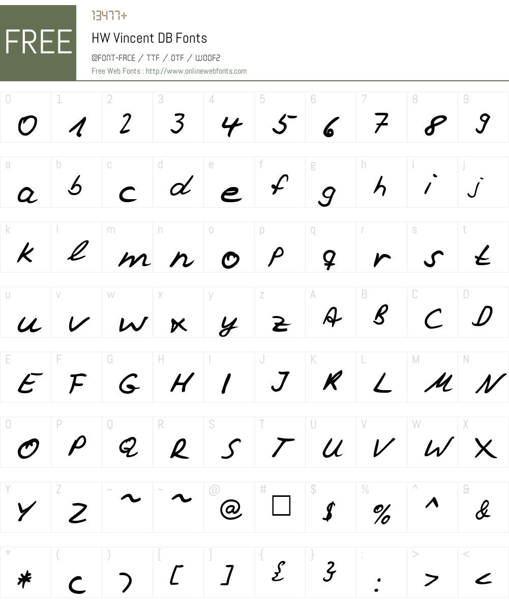 HW Vincent DB Font Screenshots