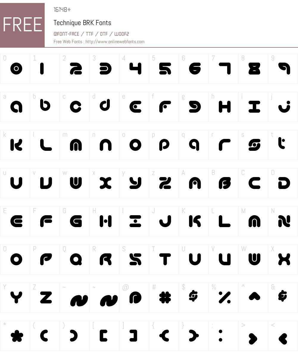 Technique BRK Font Screenshots
