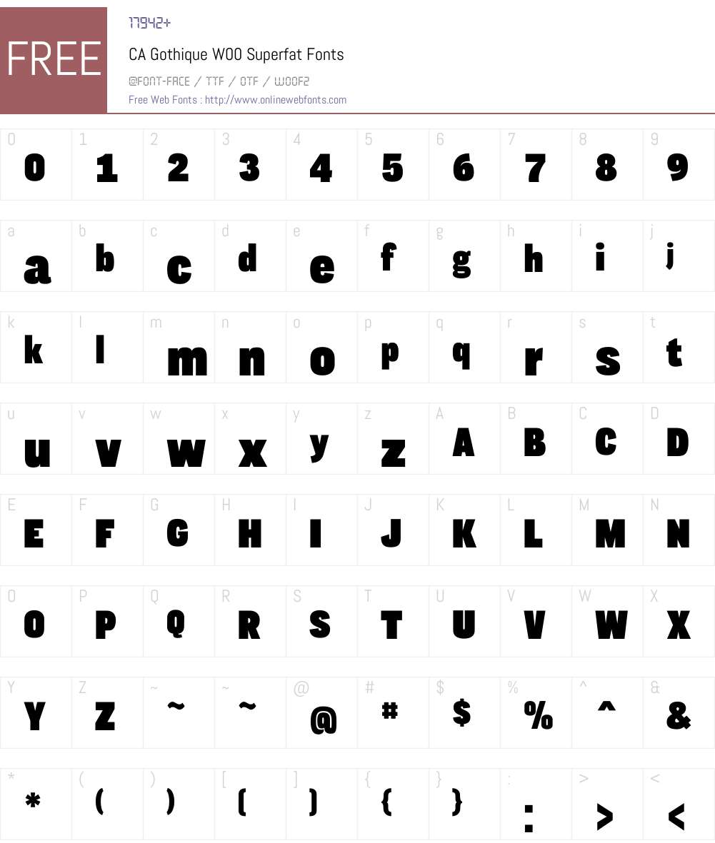 CAGothiqueW00-Superfat Font Screenshots