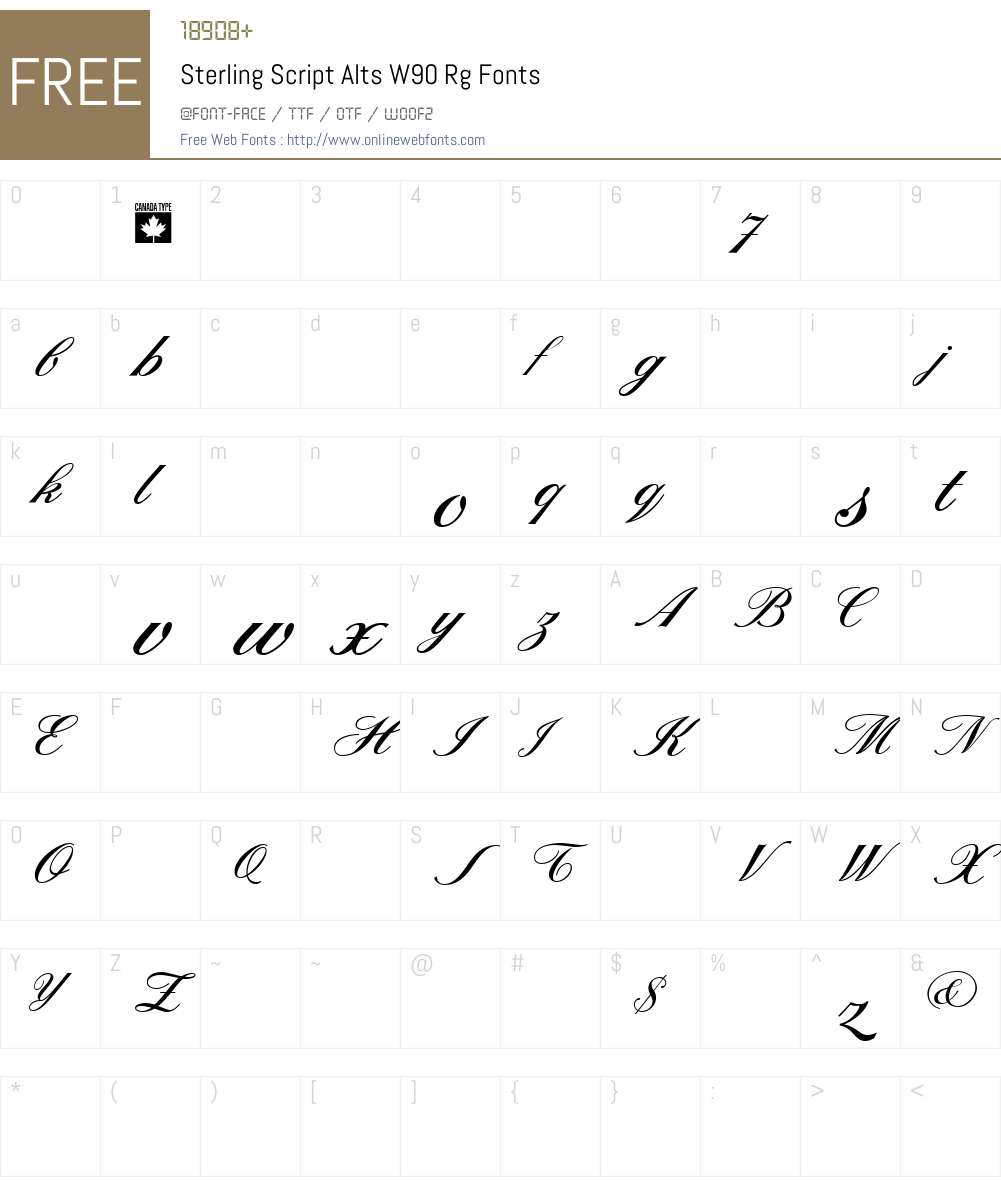 SterlingScriptAltsW90-Rg Font Screenshots