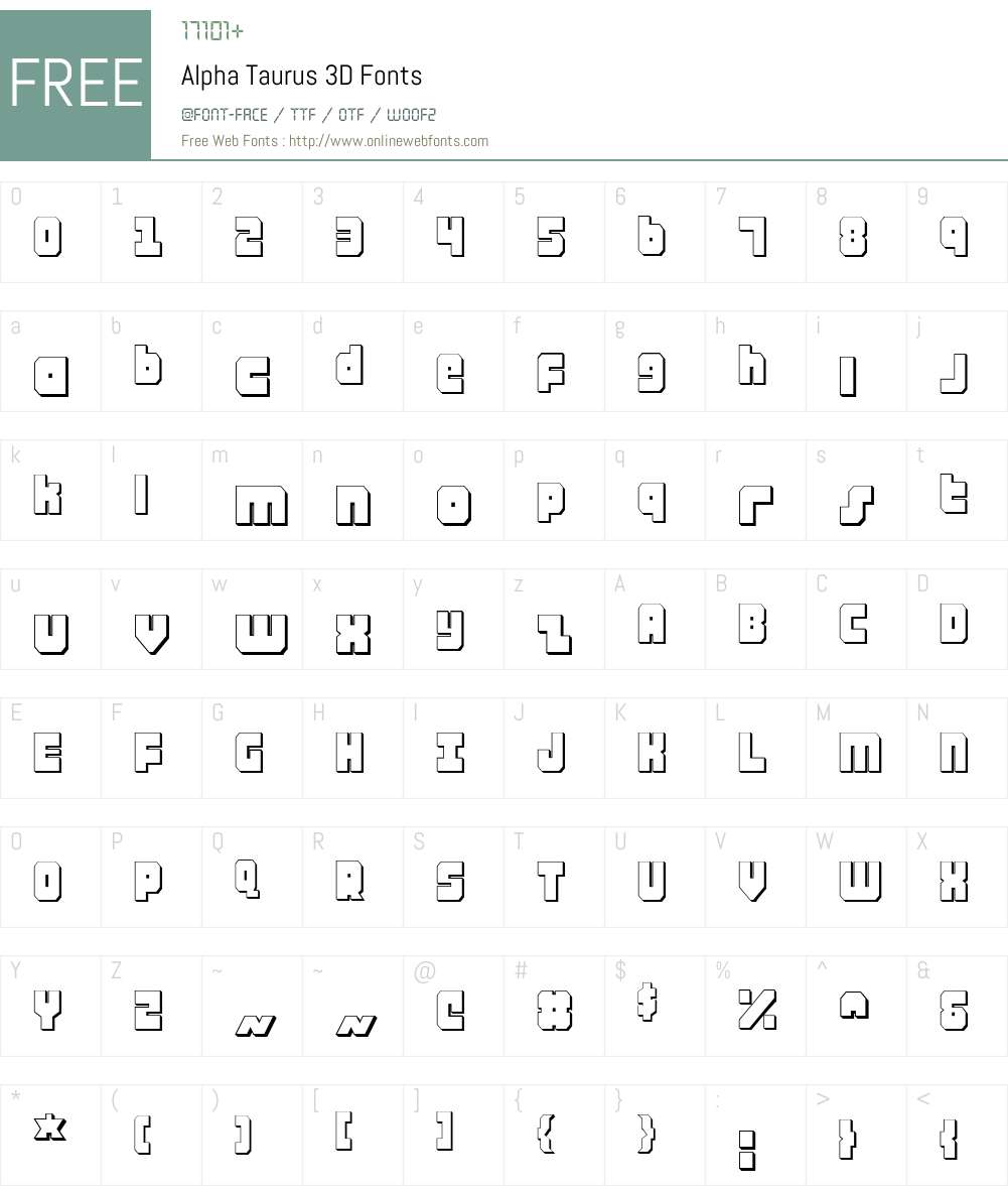 Alpha Taurus 3D Font Screenshots