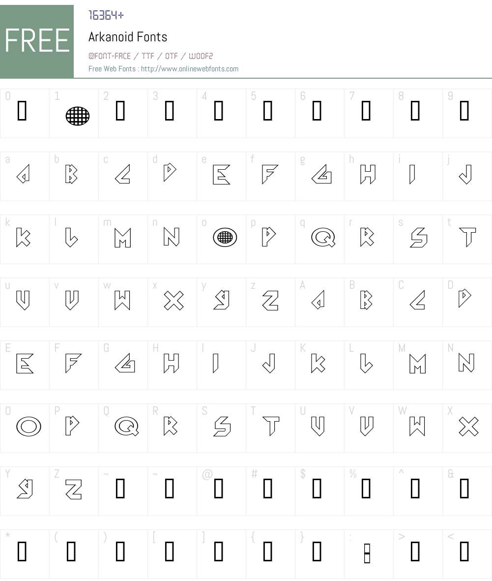 Arkanoid Font Screenshots