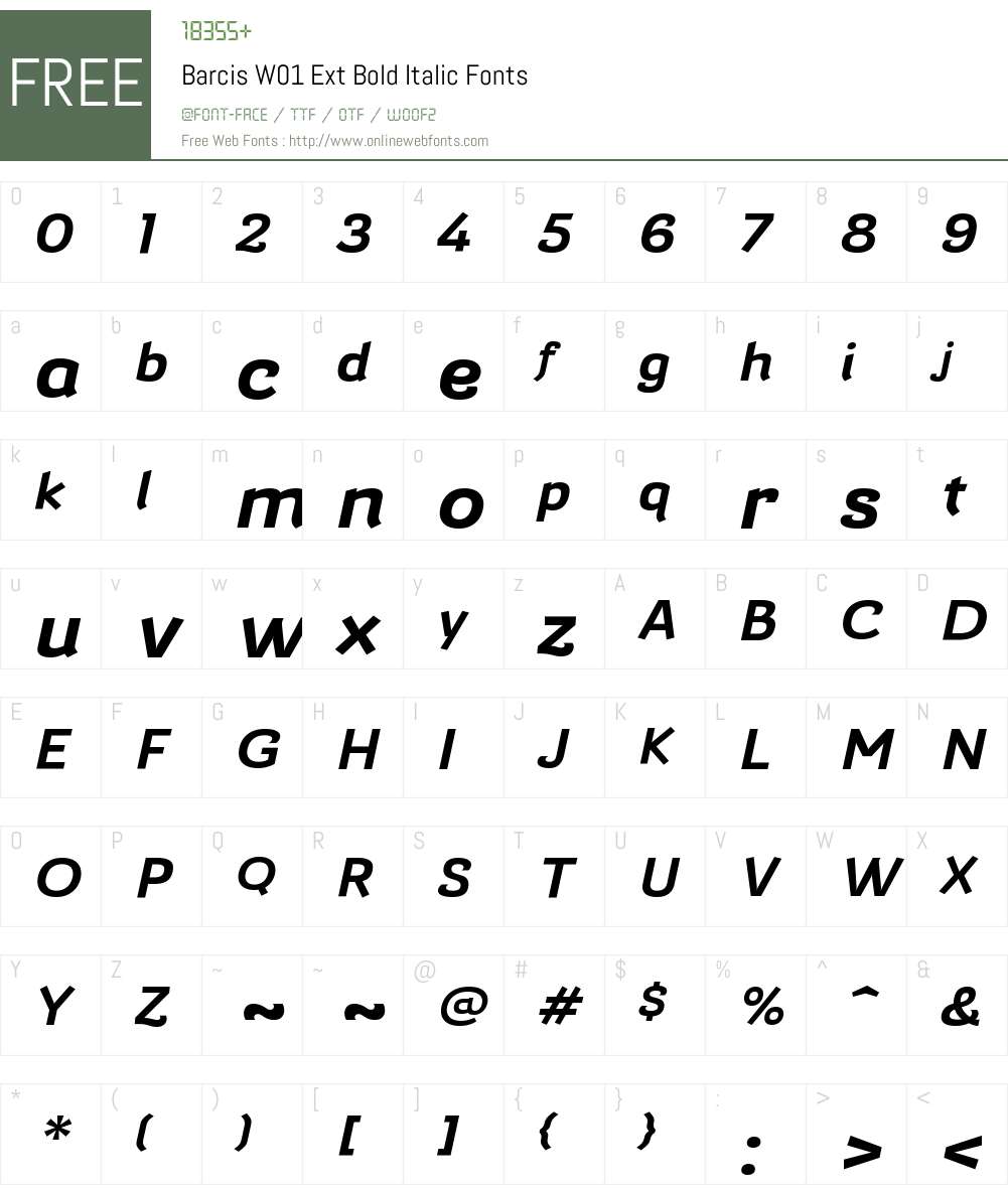 BarcisW01-ExtBoldItalic Font Screenshots