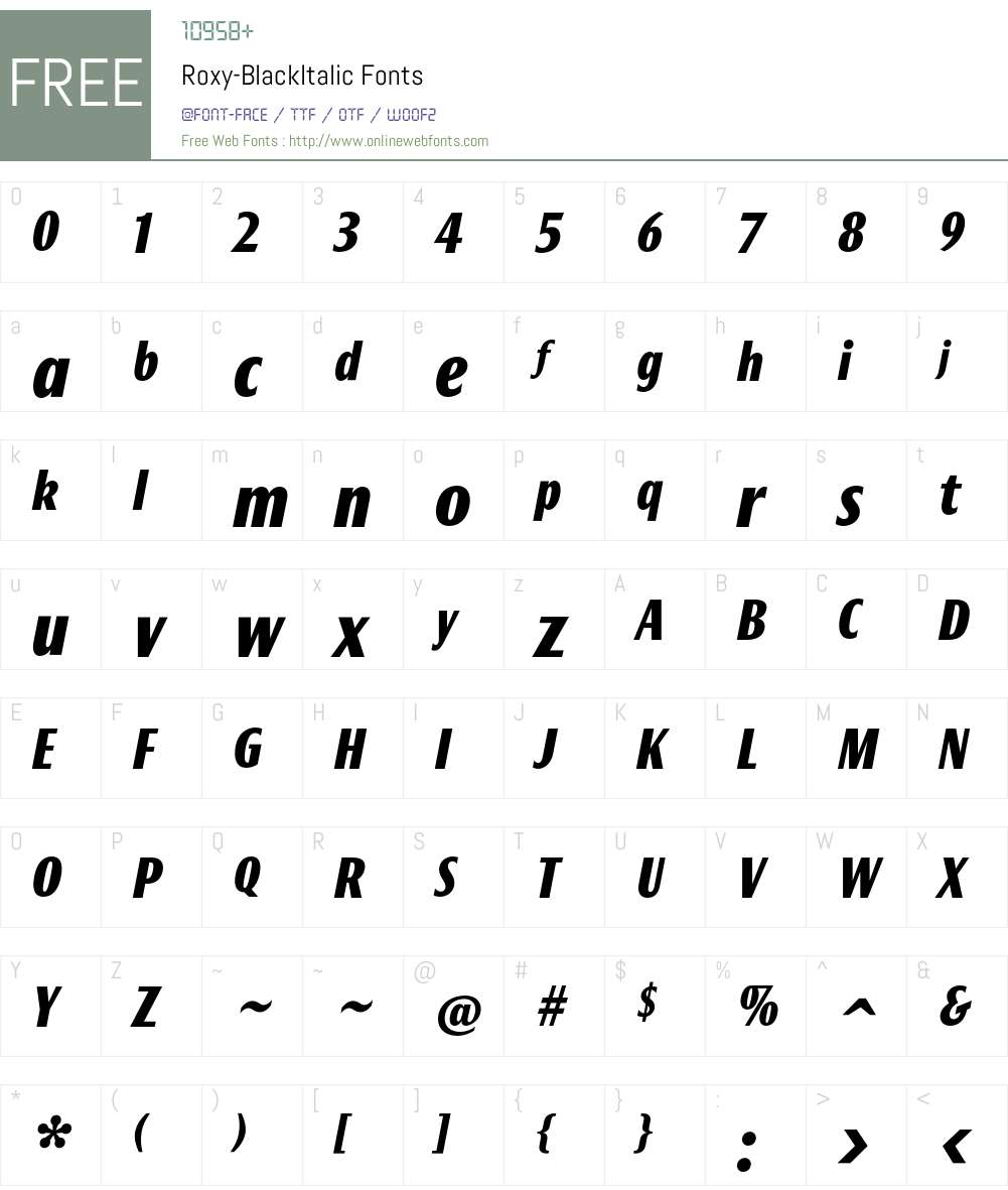 Roxy Font Screenshots