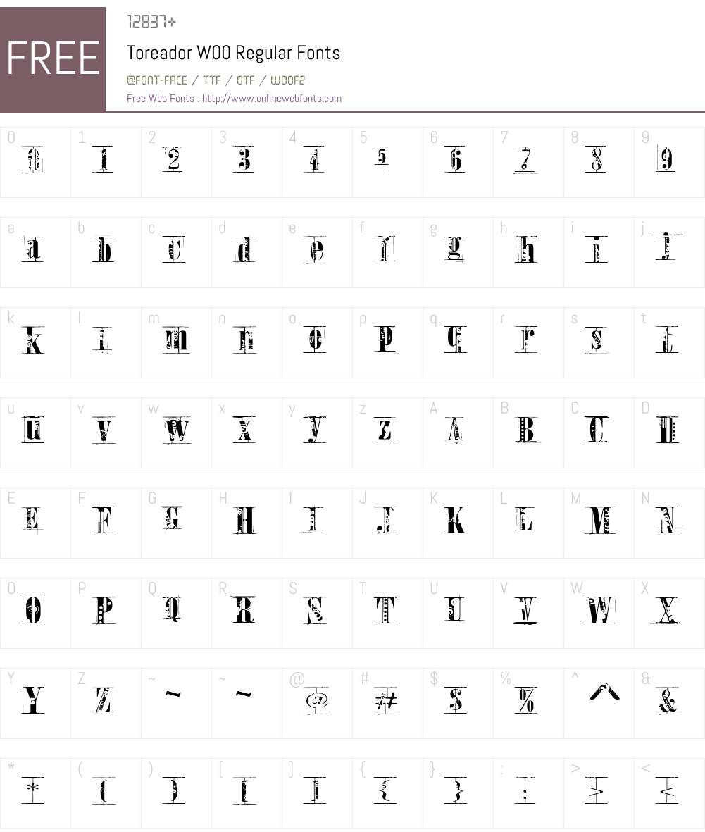 Toreador Font Screenshots