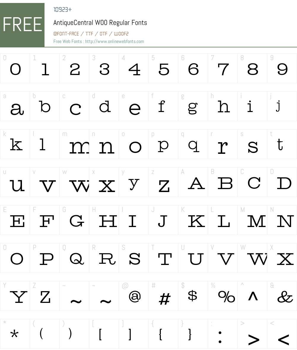 AntiqueCentralW00-Regular Font Screenshots