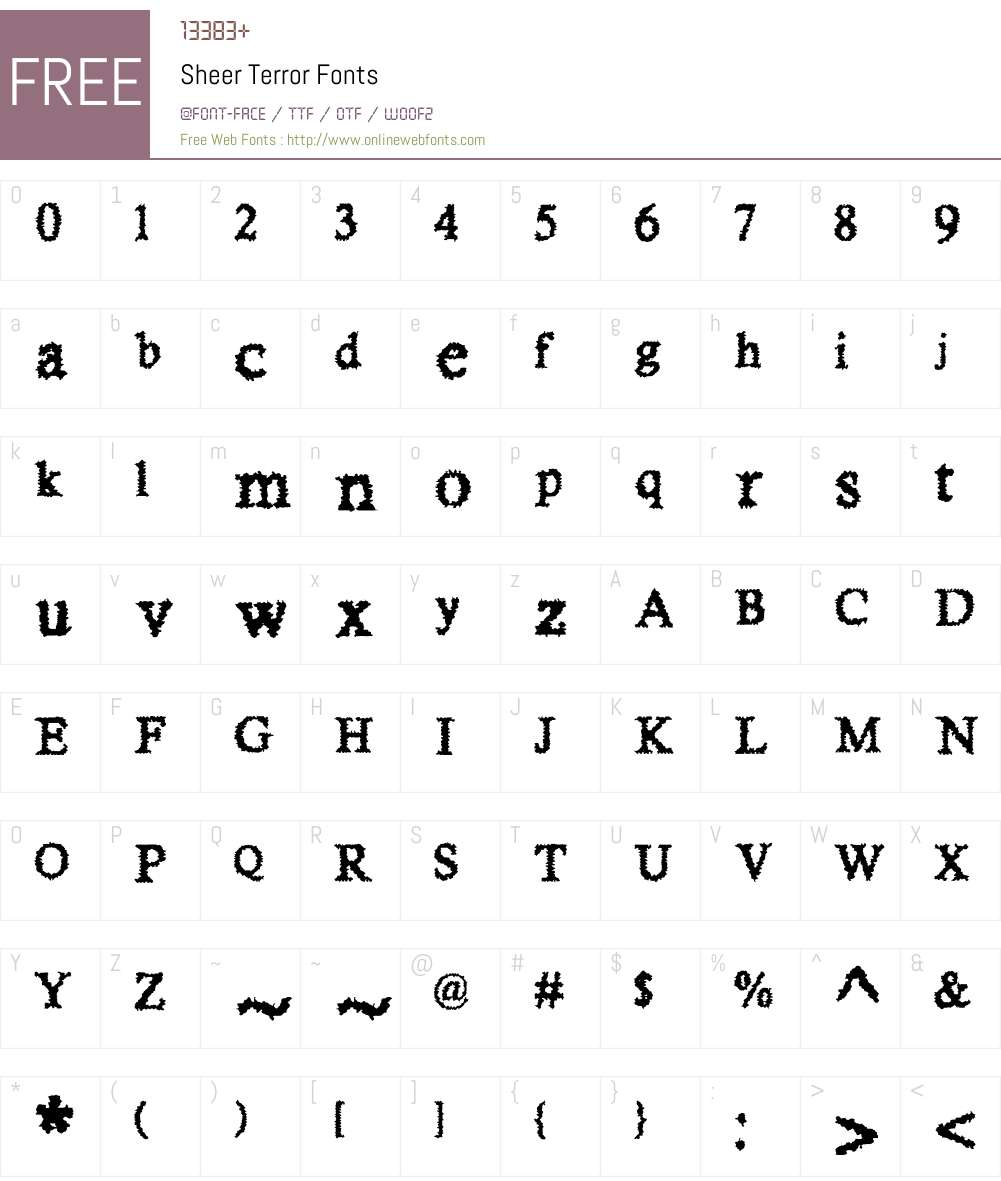 Sheer Terror Font Screenshots