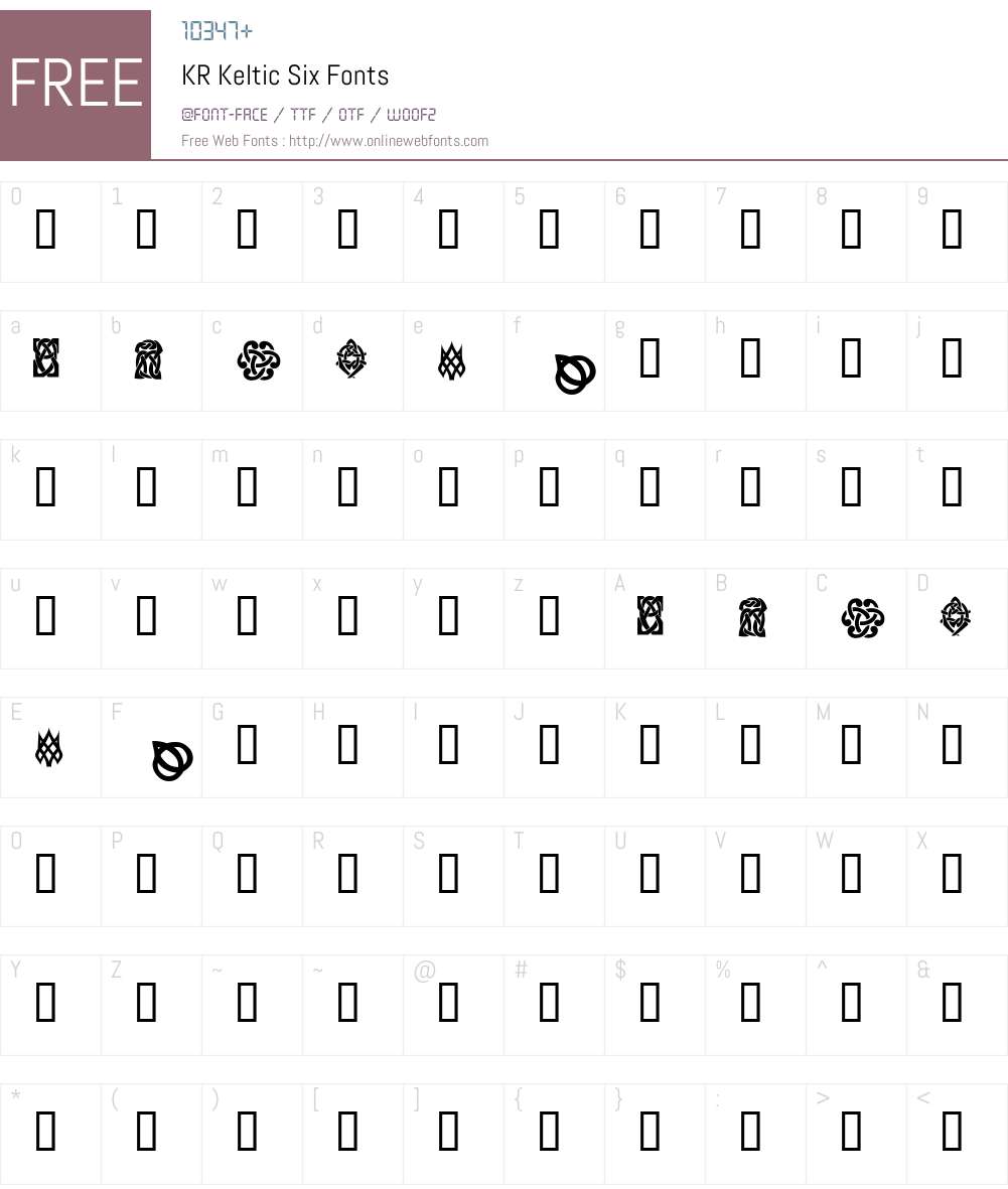 KR Keltic Six Font Screenshots
