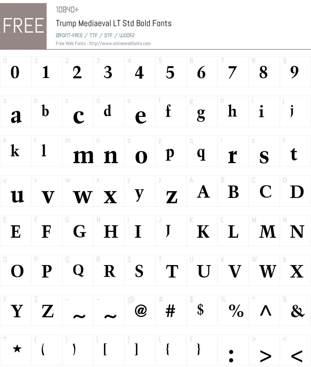 Trump Mediaeval LT Std Font Screenshots