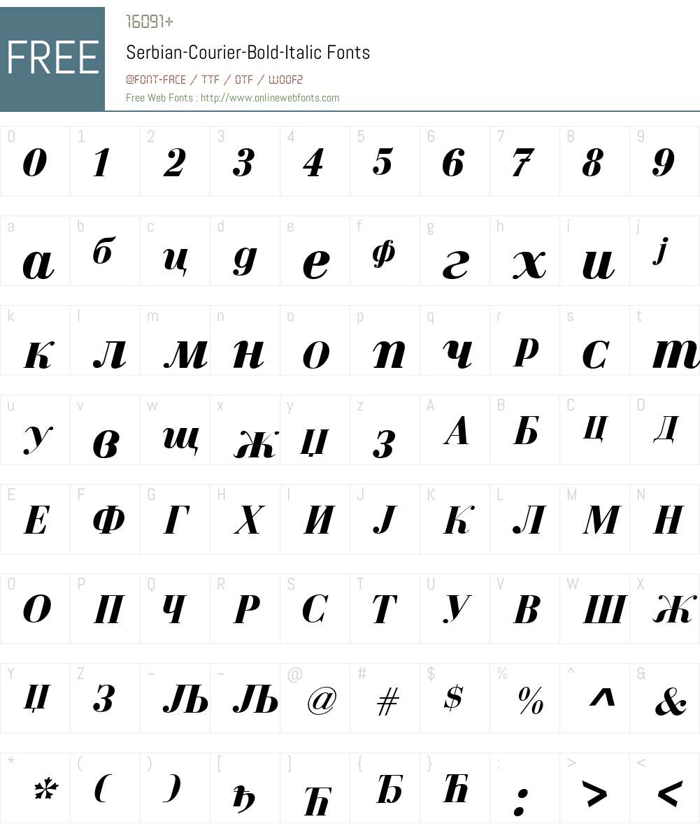 Serbian-Courier Font Screenshots