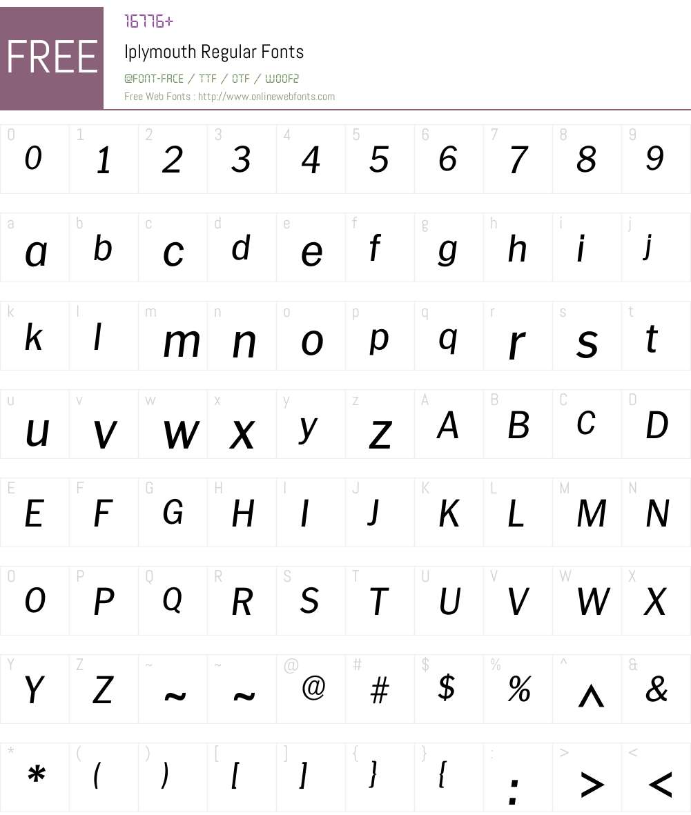 Iplymouth Font Screenshots