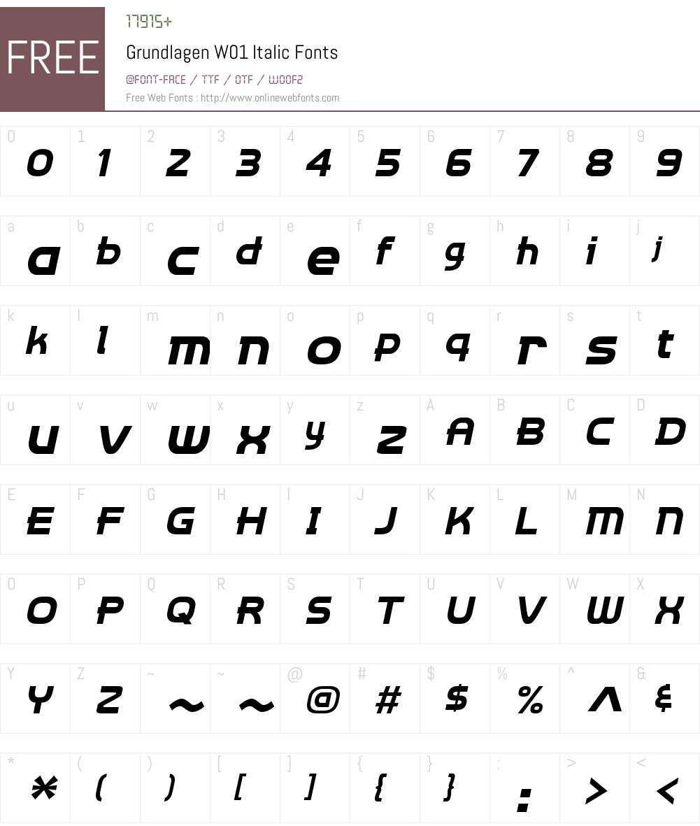 GrundlagenW01-Italic Font Screenshots