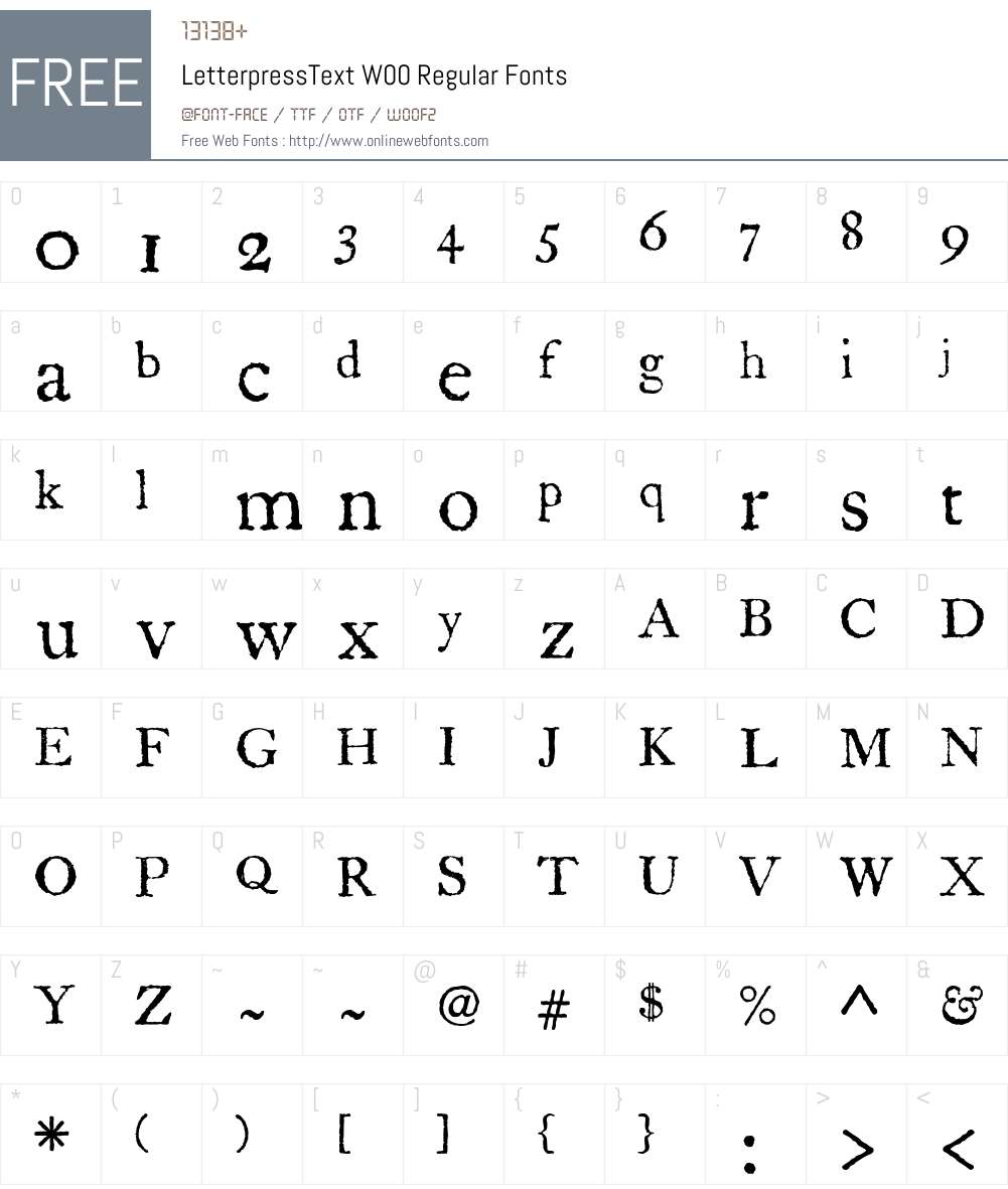 LetterpressText Font Screenshots