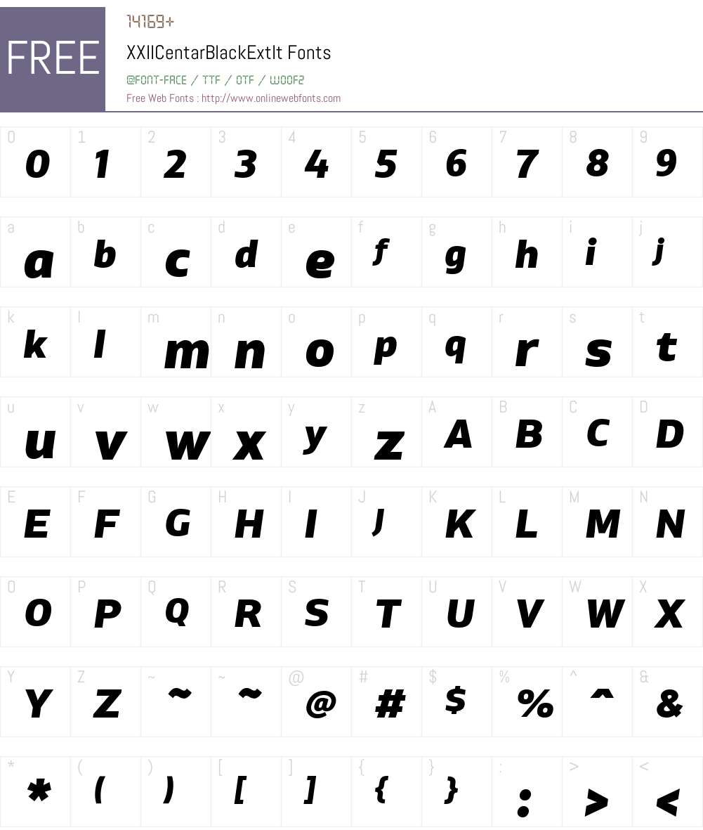 XXIICentarBlackExtIt Font Screenshots