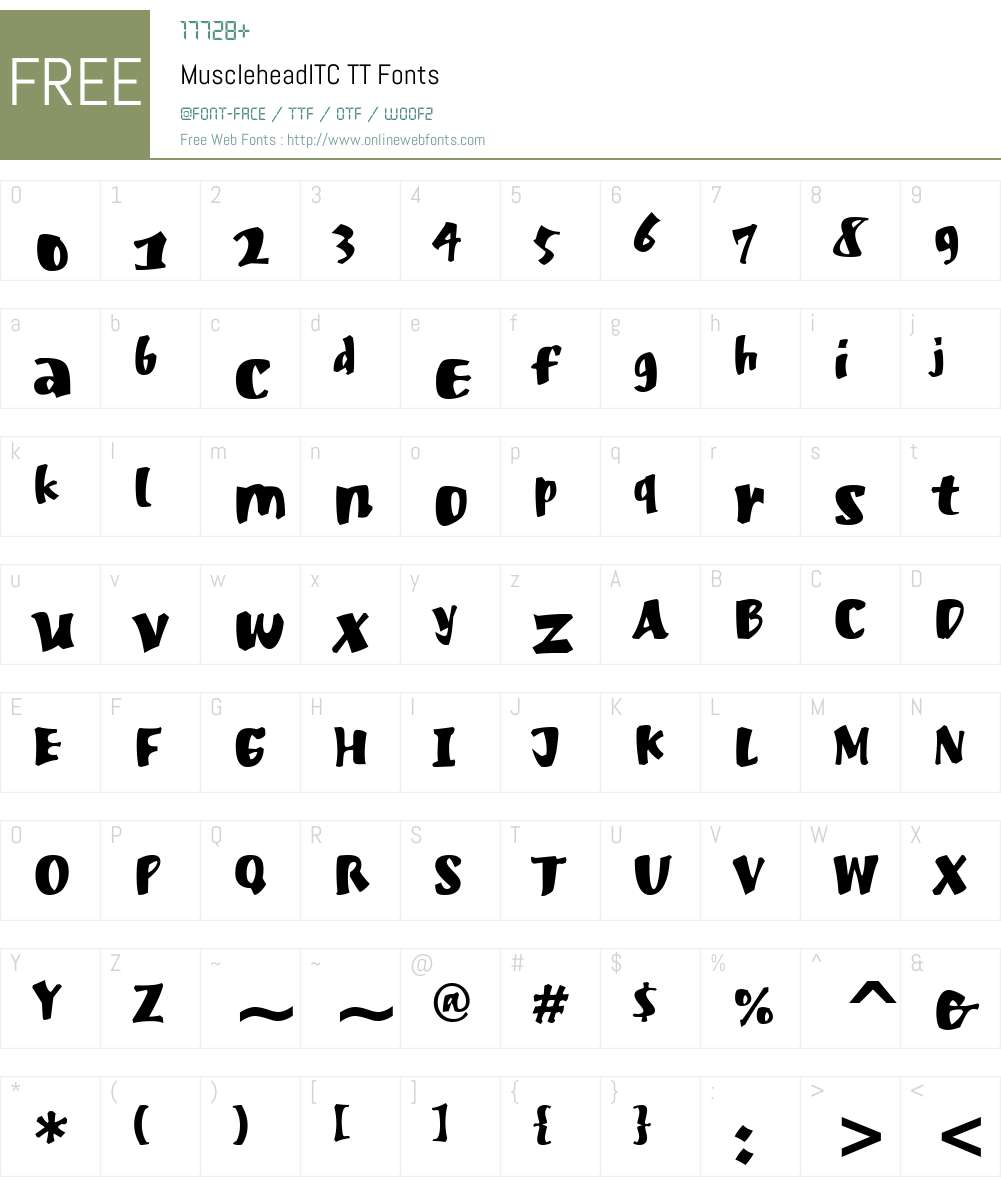 MuscleheadITC TT Font Screenshots