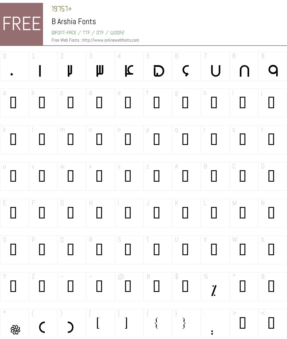 B Arshia Font Screenshots