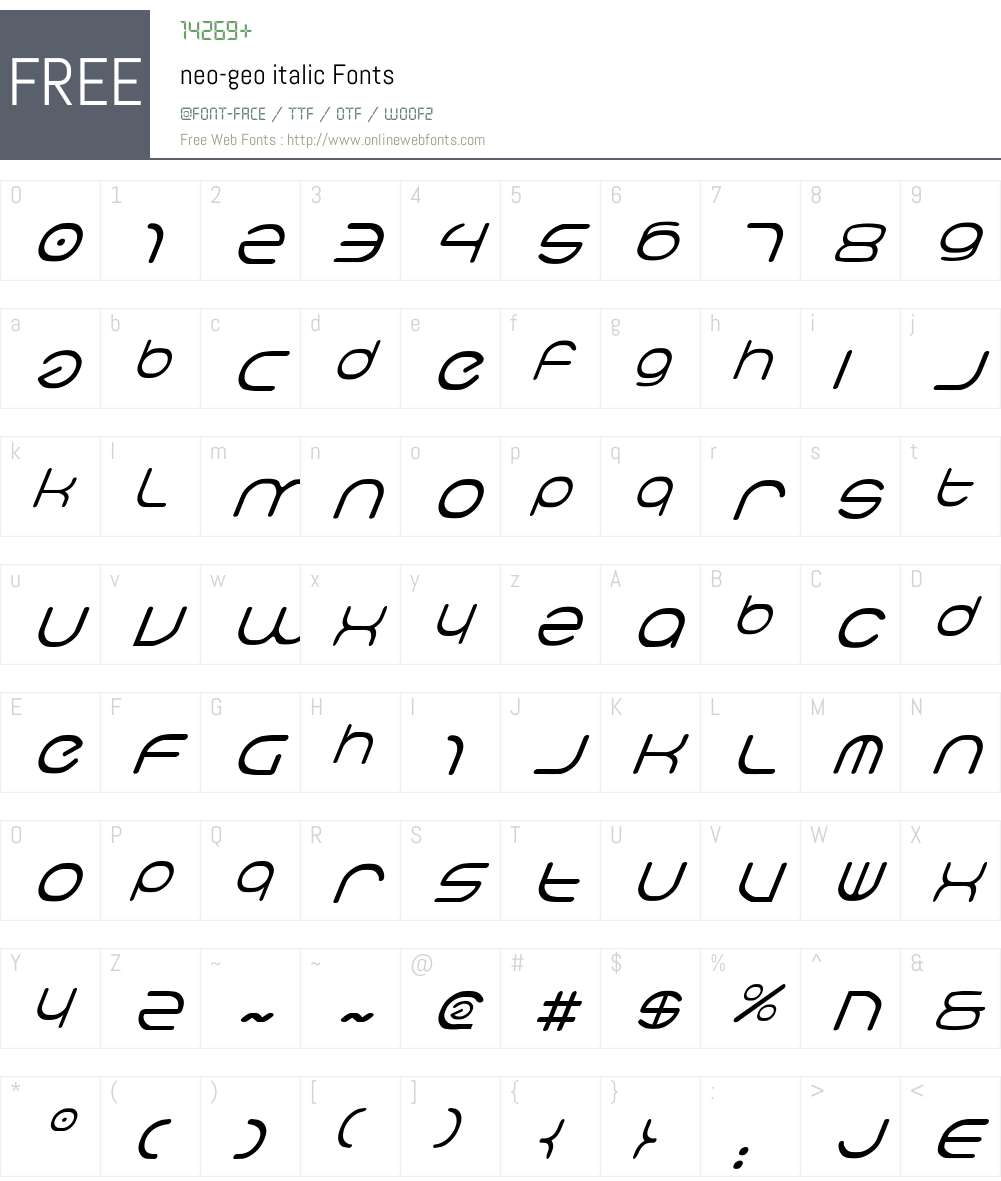 neo-geo italic Font Screenshots