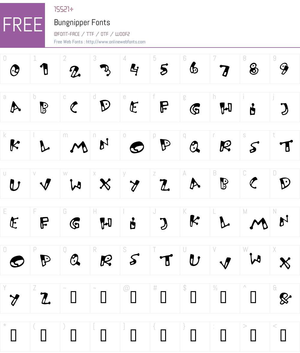 Bungnipper Font Screenshots