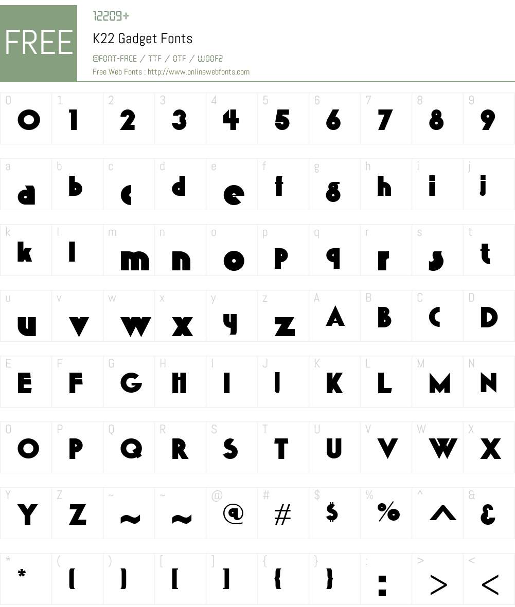 K22 Gadget Font Screenshots