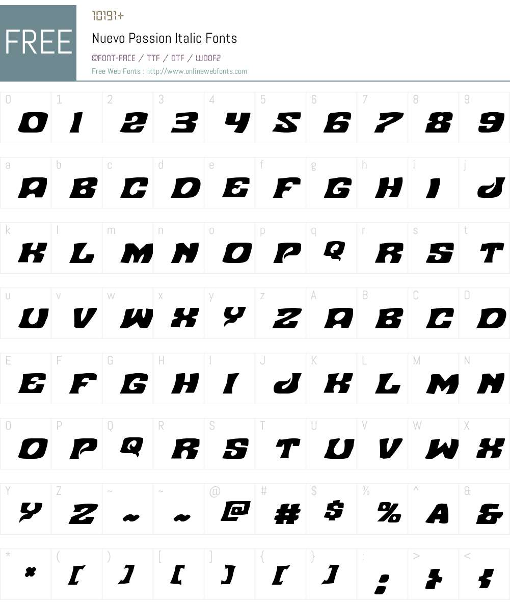 Nuevo Passion Italic Font Screenshots