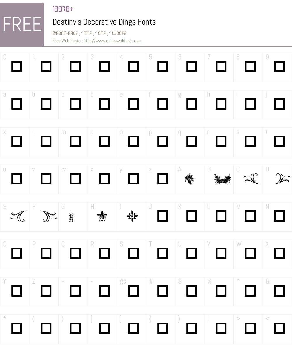 Destiny's Decorative Dings Font Screenshots