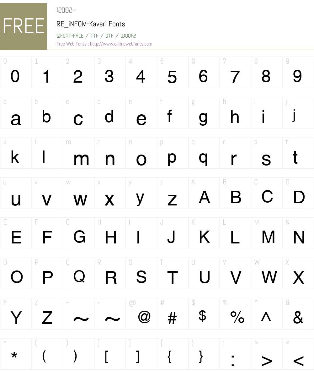 RE_iNFOM-Kaveri Font Screenshots