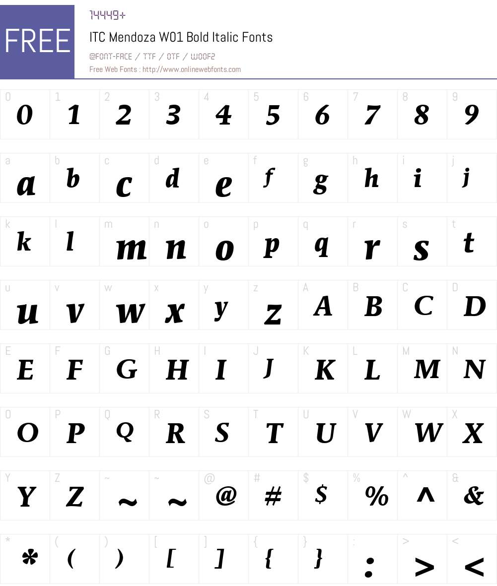 ITCMendozaW01-BoldItalic Font Screenshots