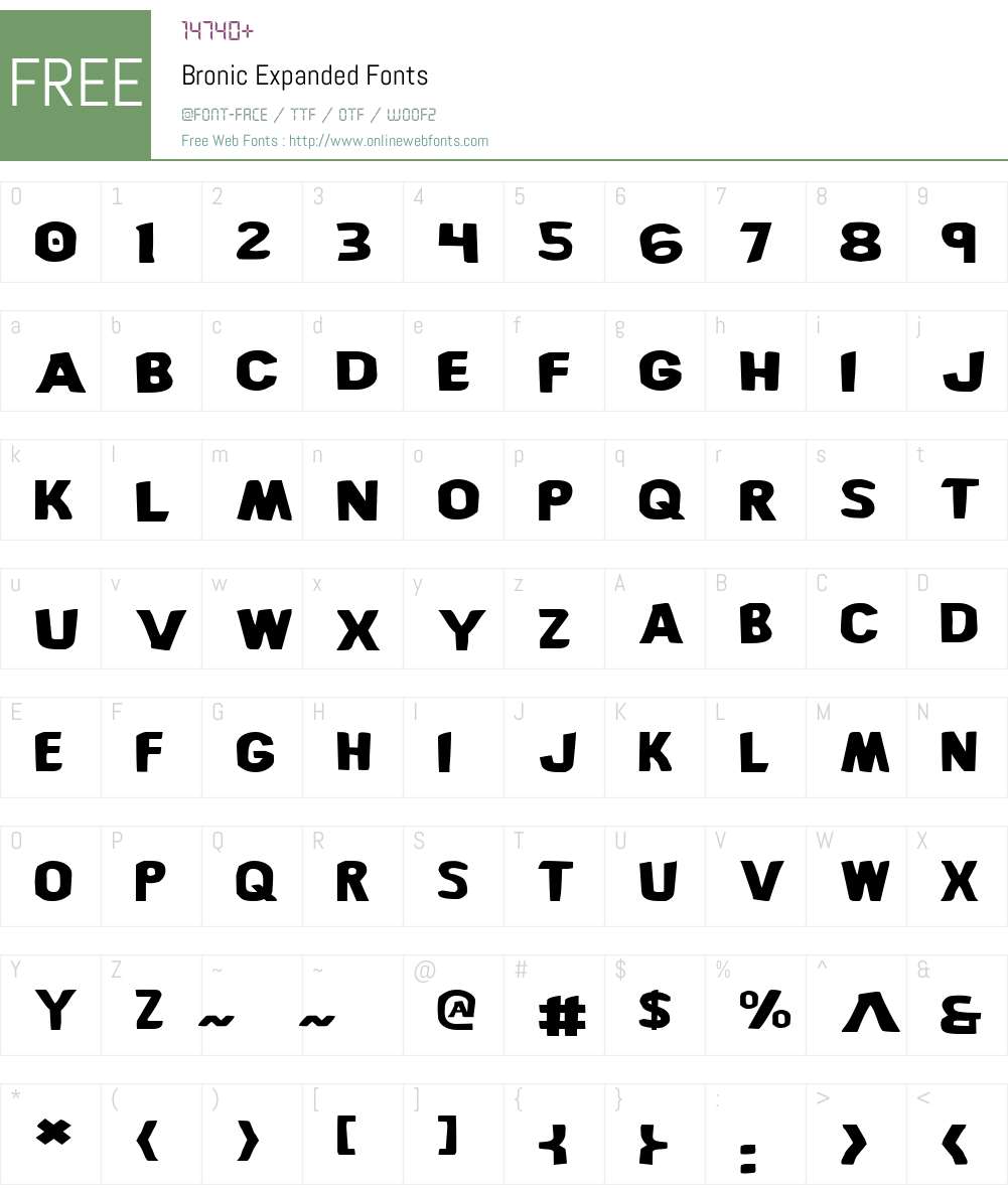 Bronic Expanded Font Screenshots