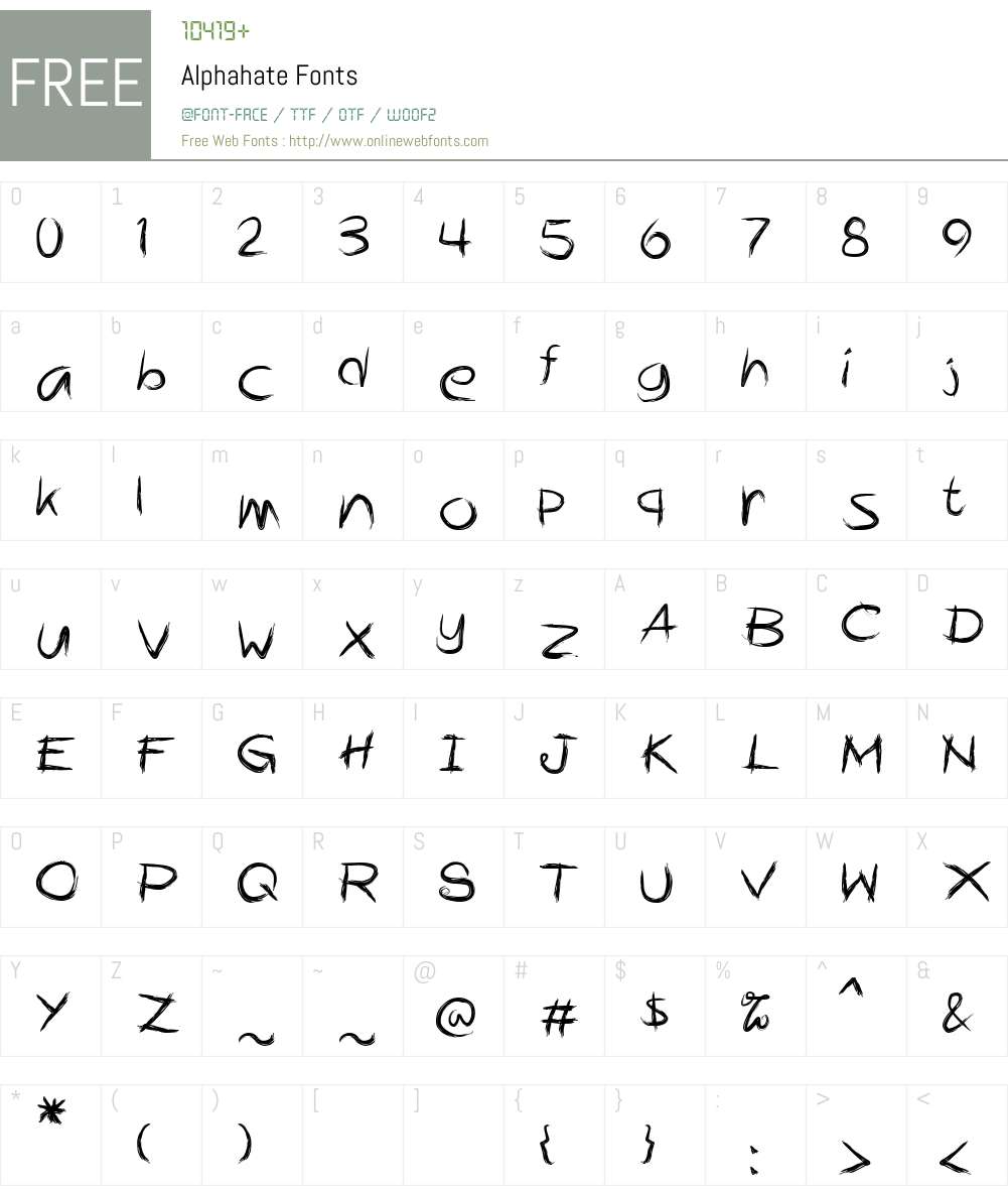 Alphahate Font Screenshots