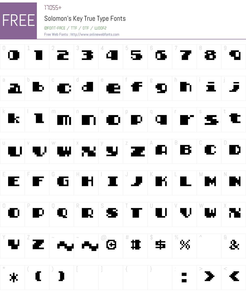 Solomon's Key True Type Font Screenshots