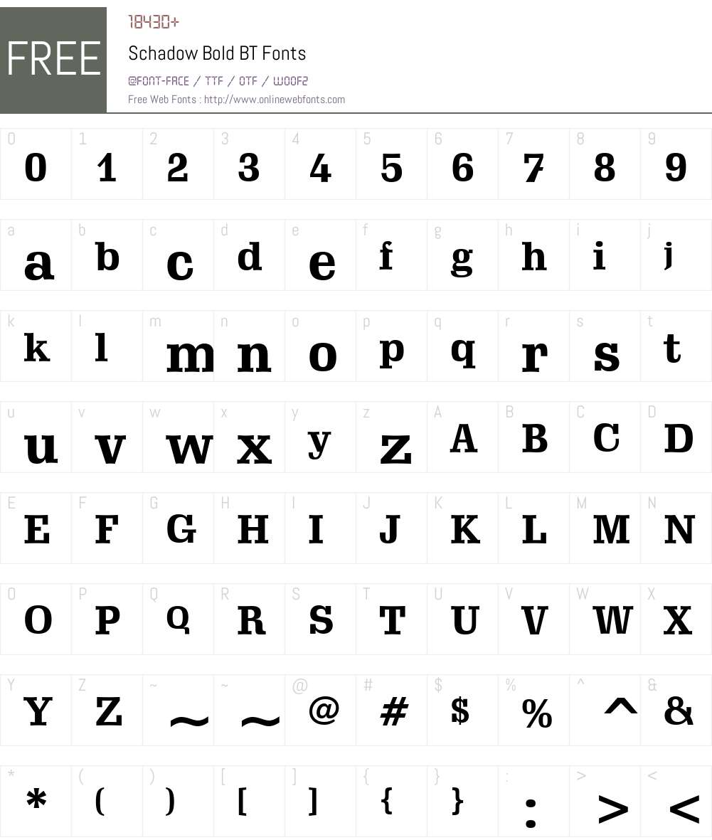 Schadow BT Font Screenshots
