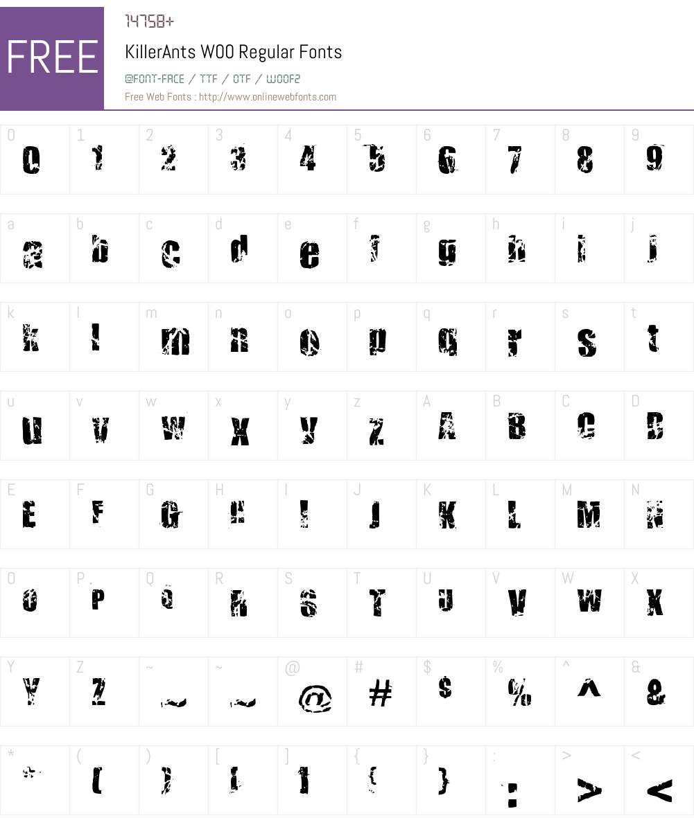 KillerAntsW00-Regular Font Screenshots